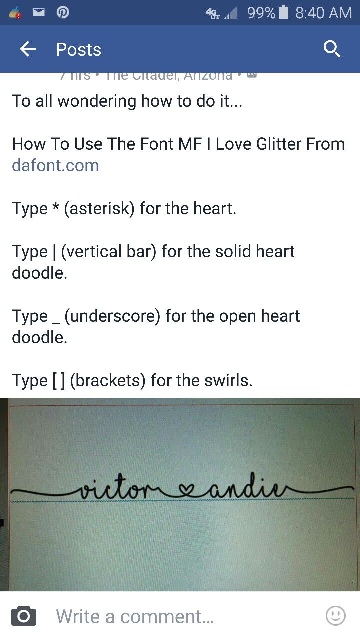 I Love Glitter Font Hearts